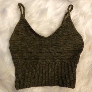 Olive Knitted Crop Top